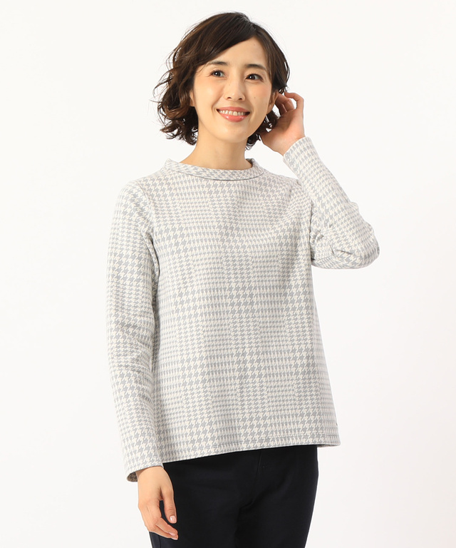千鳥柄ハイネックプルオーバー