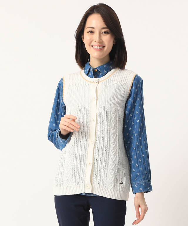 前開きニットベスト【手洗いOK】