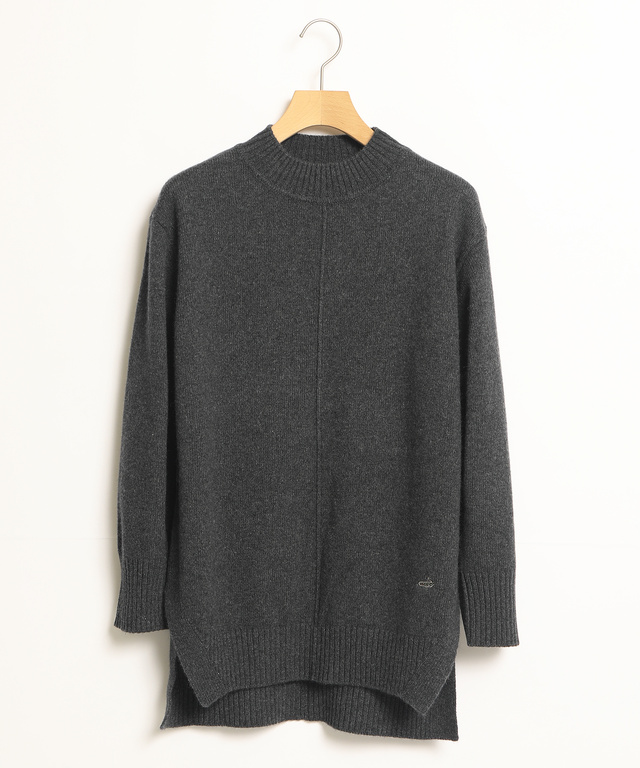 ★WEB限定★裾スリットハイネックニットチュニック【手洗いOK】