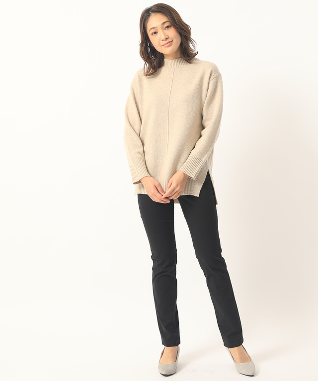 ★WEB限定★裾スリットハイネックニットチュニック【手洗いOK】