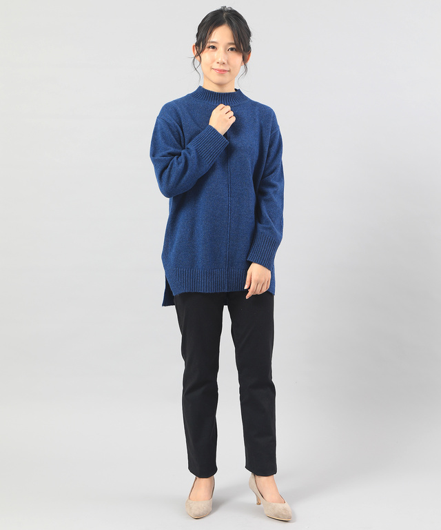 ★WEB限定★裾スリットハイネックニットチュニック【手洗いOK】