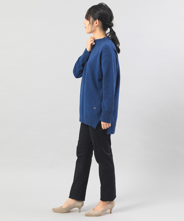 ★WEB限定★裾スリットハイネックニットチュニック【手洗いOK】