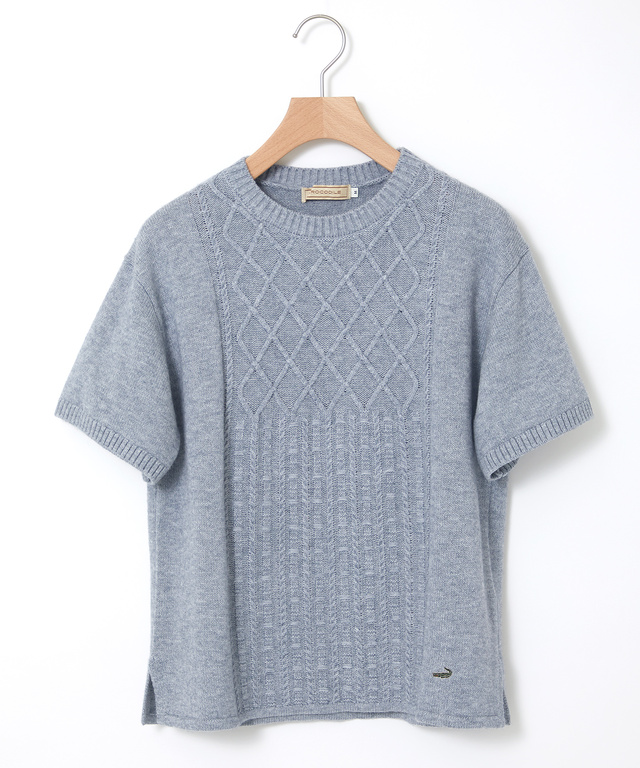 コットンウール ハーフスリーブ ニット【手洗いOK】