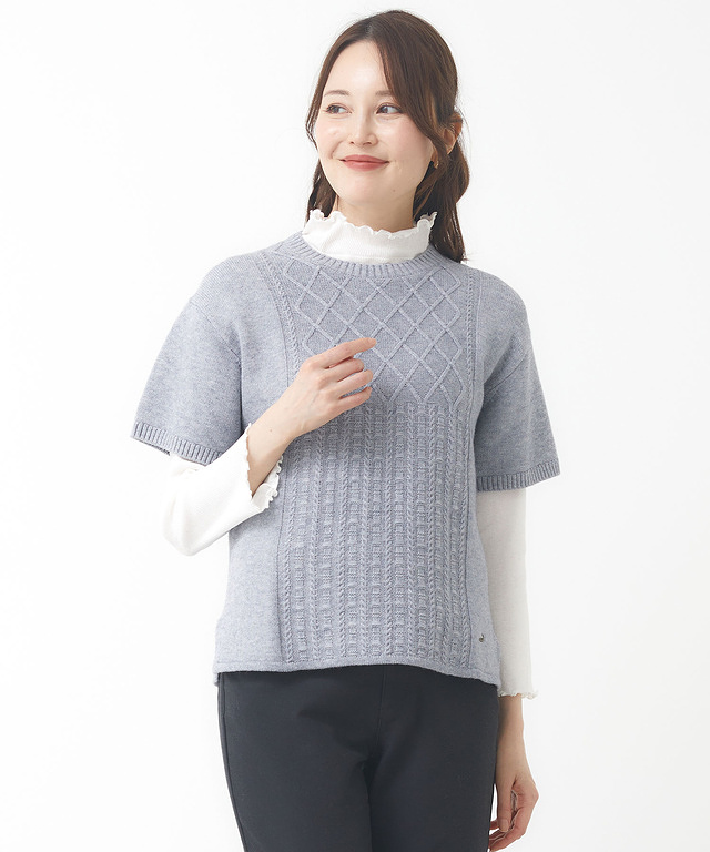 コットンウール ハーフスリーブ ニット【手洗いOK】