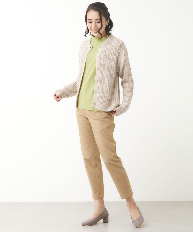 イタリー糸 ケーブル柄 ニットカーディガン【手洗いOK】