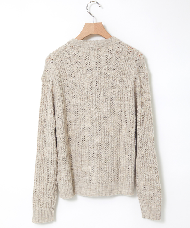 イタリー糸 ケーブル柄 ニットカーディガン【手洗いOK】