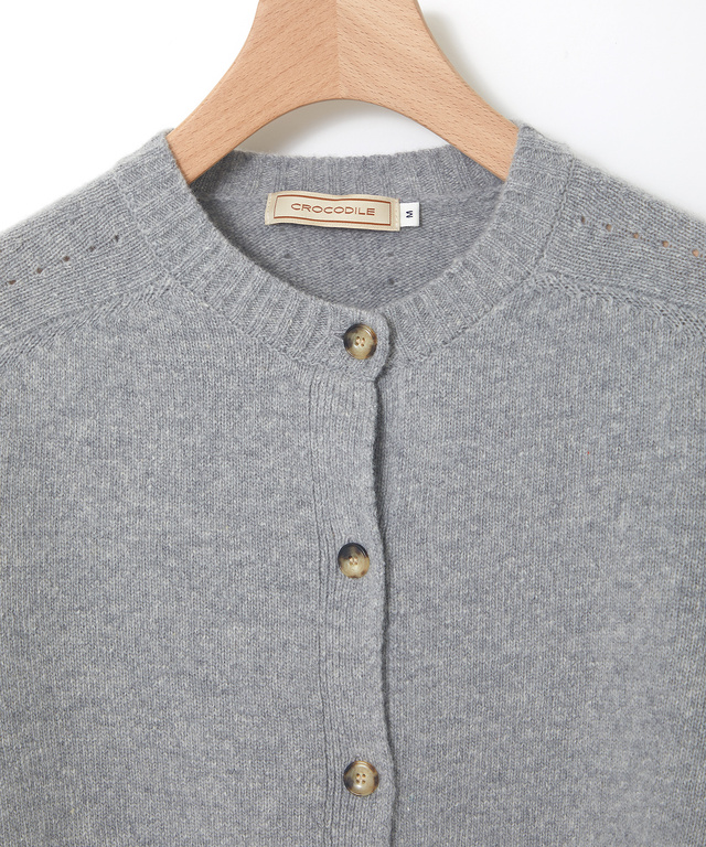 イタリー糸 アイレット ニットカーディガン【手洗いOK】【ラクラクランドリー】