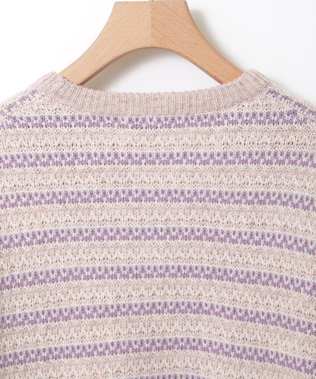 ウールブレンド マルチカラーボーダー ニット【手洗いOK】