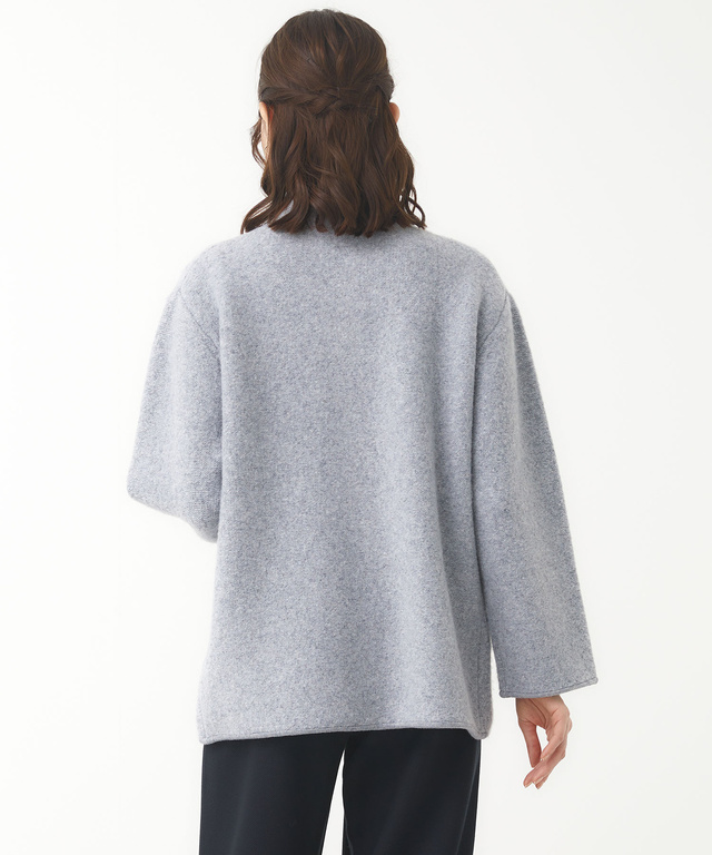 ウールブレンド スタンドカラー ニットコート