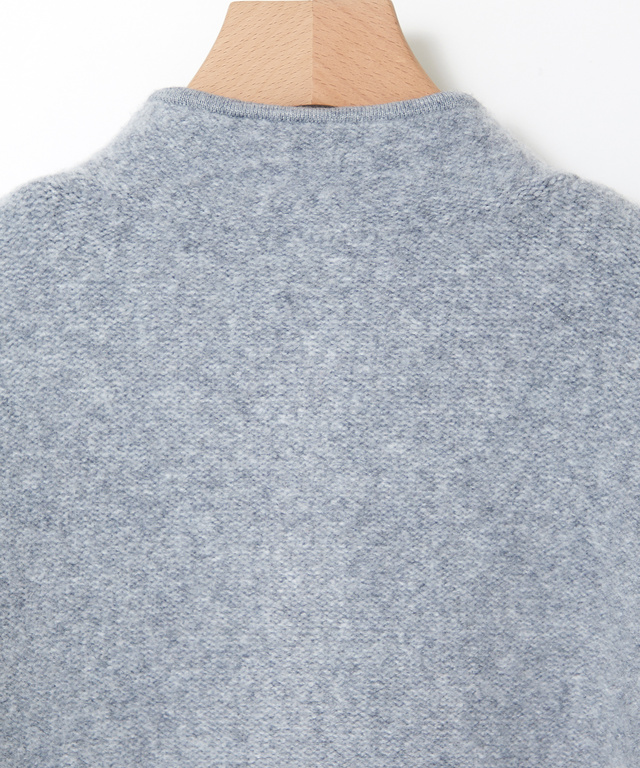 ウールブレンド スタンドカラー ニットコート