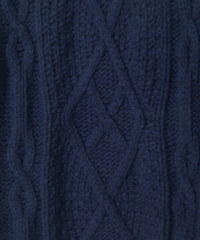 ウールブレンド ケーブル ジップカーディガン