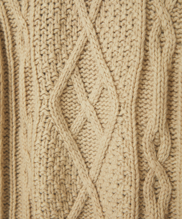 ウールブレンド ケーブル ジップカーディガン