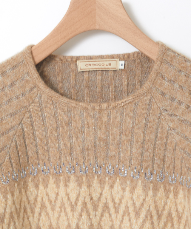 ウールブレンド フェアアイル柄 プルオーバーニット【手洗いOK】