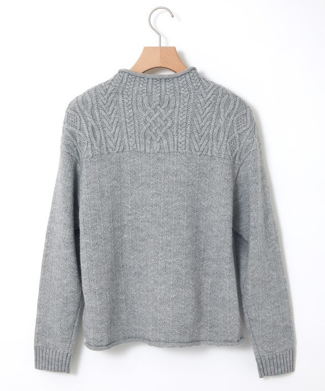 ウールブレンド ボトルネック ケーブルニット【手洗いOK】