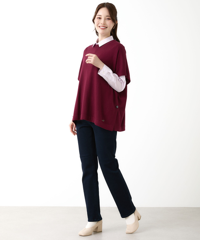 ポンチョ風 ニット ベスト【手洗いOK】