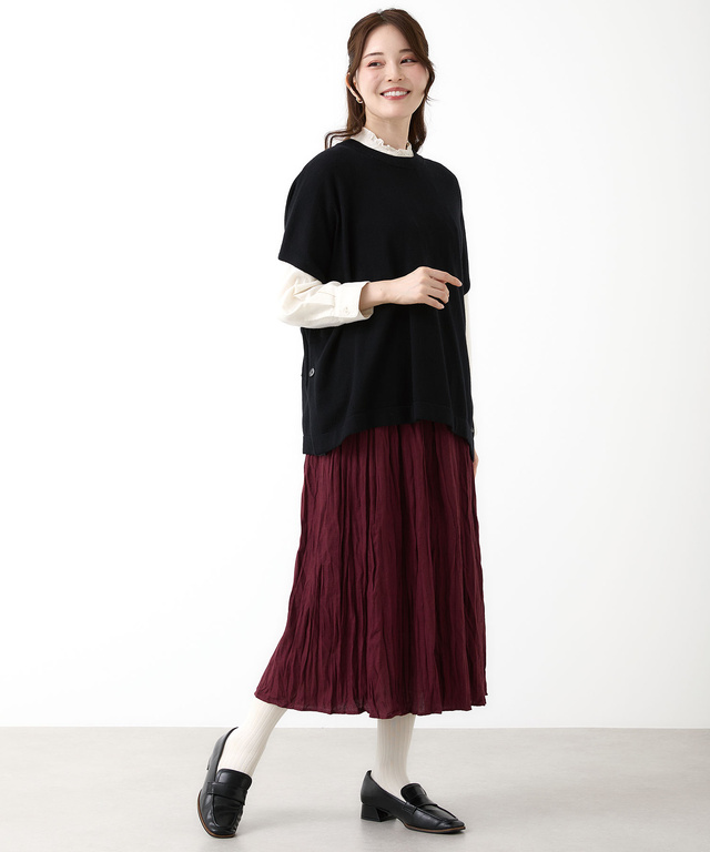 ポンチョ風 ニット ベスト【手洗いOK】