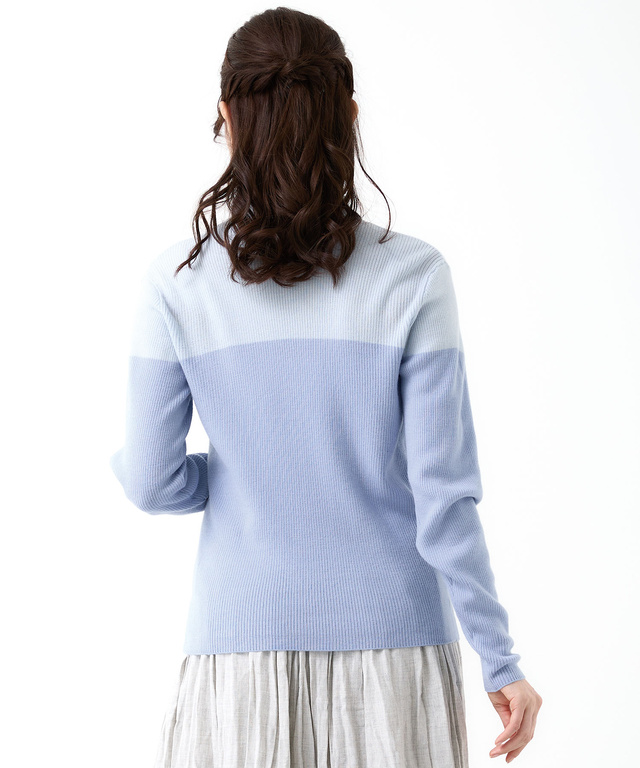 配色切替 ウール ニット【手洗いOK】