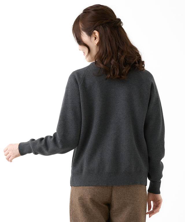 クルーネック ダブルニット カーディガン【手洗いOK】