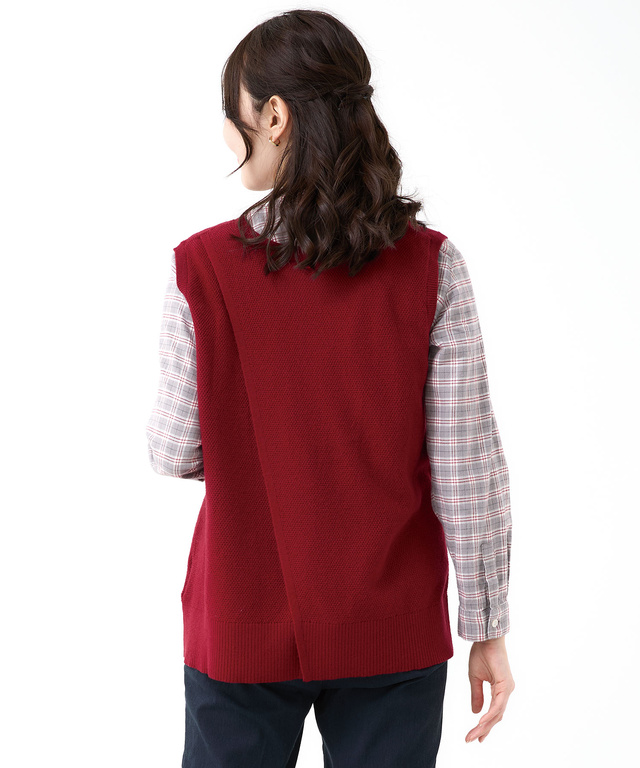 2WAY スリット ニットベスト【手洗いOK】