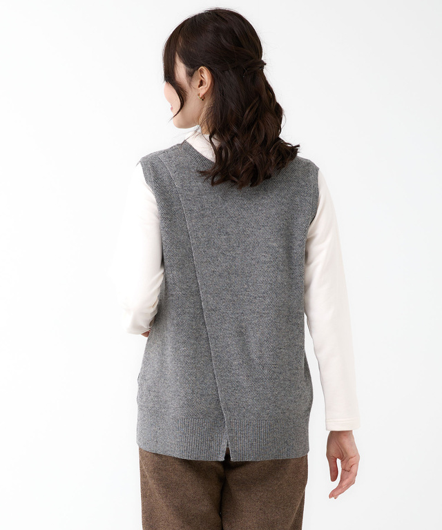 2WAY スリット ニットベスト【手洗いOK】