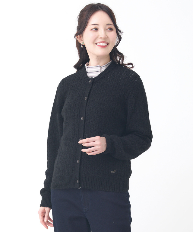 ウールブレンド ケーブル ニットカーディガン【手洗いOK】