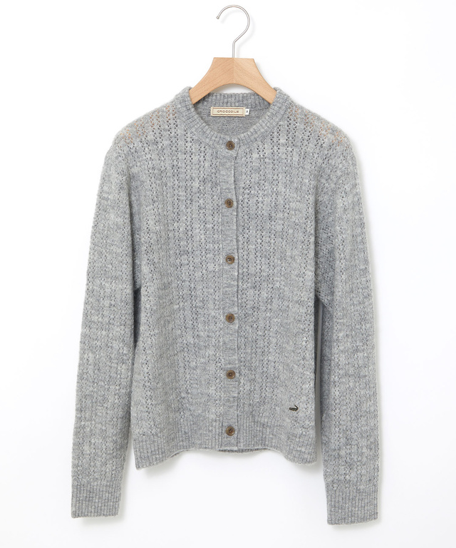 ウールブレンド ケーブル ニットカーディガン【手洗いOK】