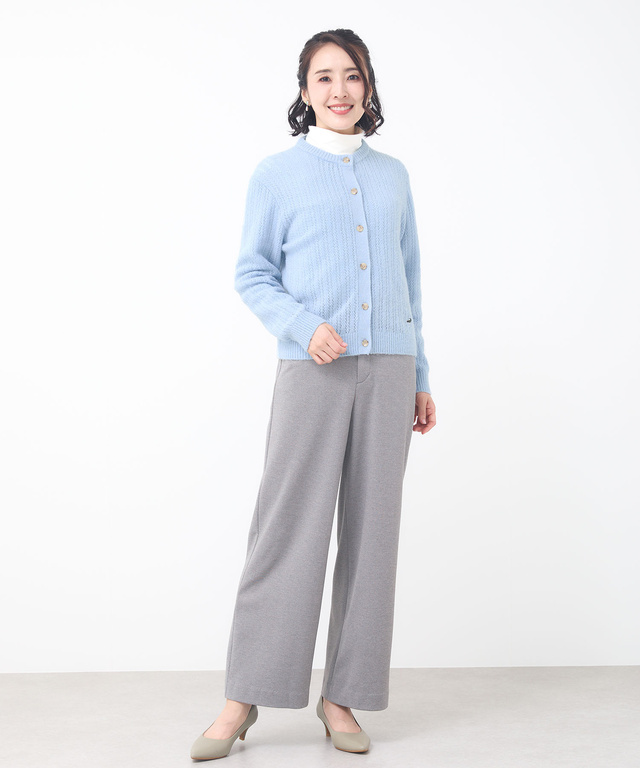 ウールブレンド ケーブル ニットカーディガン【手洗いOK】