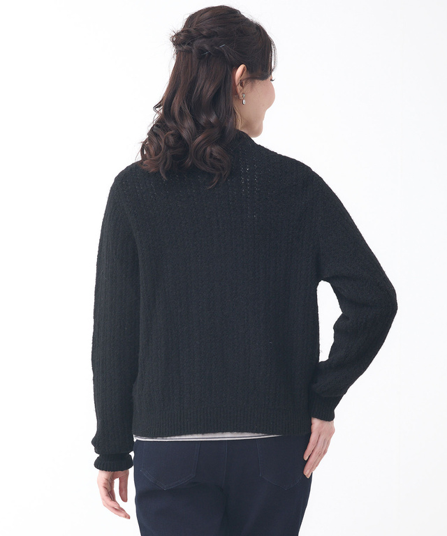 ウールブレンド ケーブル ニットカーディガン【手洗いOK】