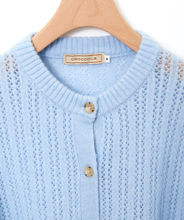 ウールブレンド ケーブル ニットカーディガン【手洗いOK】