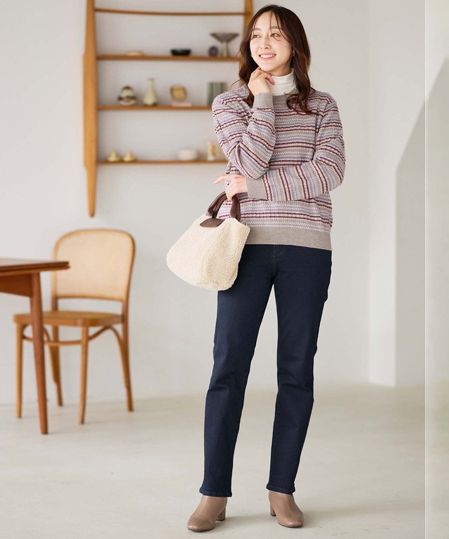 マルチカラーボーダー プルオーバー ニット【手洗いOK】