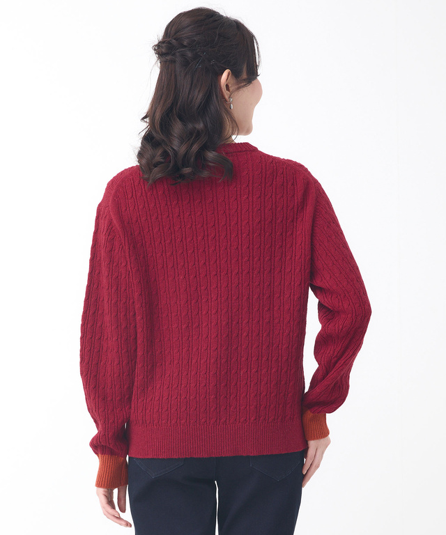 ウール ケーブルニット プルオーバー【手洗いOK】