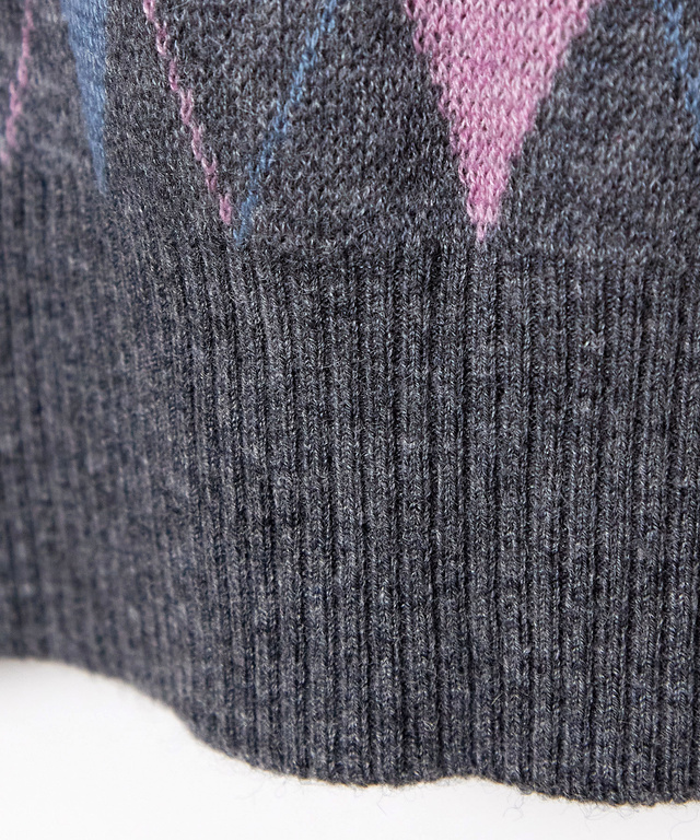 ウールブレンド アーガイル柄 ニット【手洗いOK】