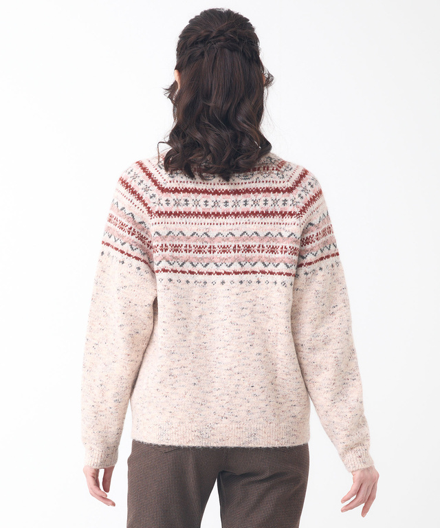 フェアアイル柄 ニットカーディガン 【手洗いOK】