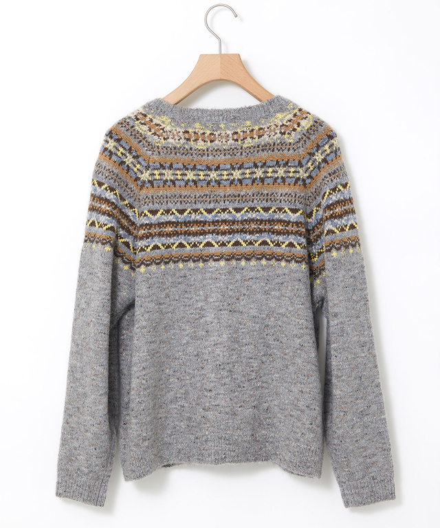 フェアアイル柄 ニットカーディガン 【手洗いOK】