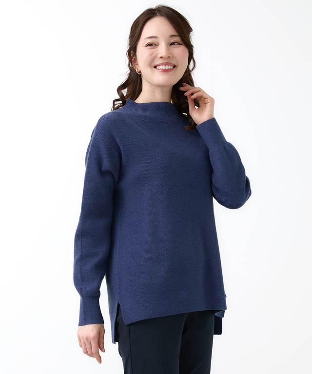 ウールブレンド ボトルネック ニット【手洗いOK】