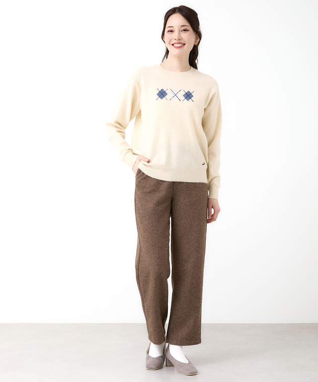 アーガイル柄 プルオーバー ニット【手洗いOK】