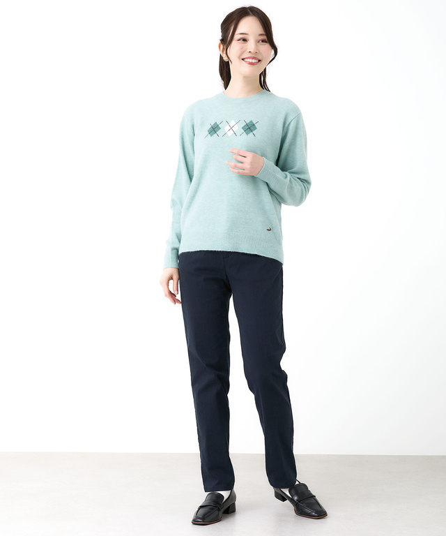 アーガイル柄 プルオーバー ニット【手洗いOK】