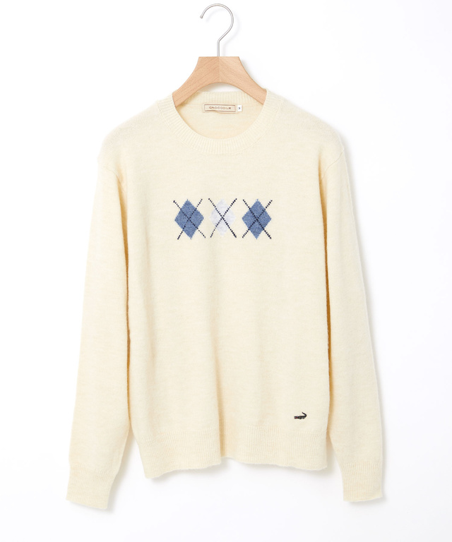 アーガイル柄 プルオーバー ニット【手洗いOK】