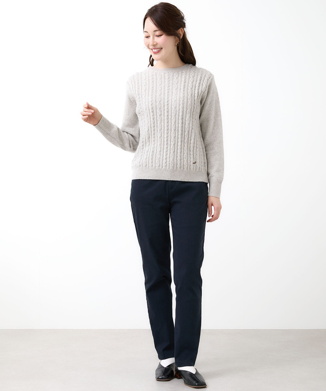 ウールブレンド ケーブル ニット