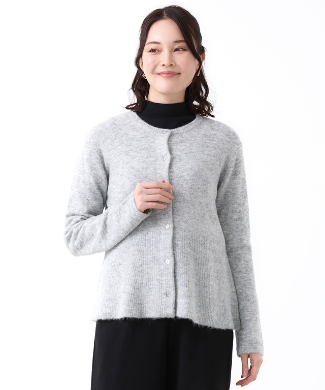 ウールブレンド フレア ニットカーディガン【手洗いOK】