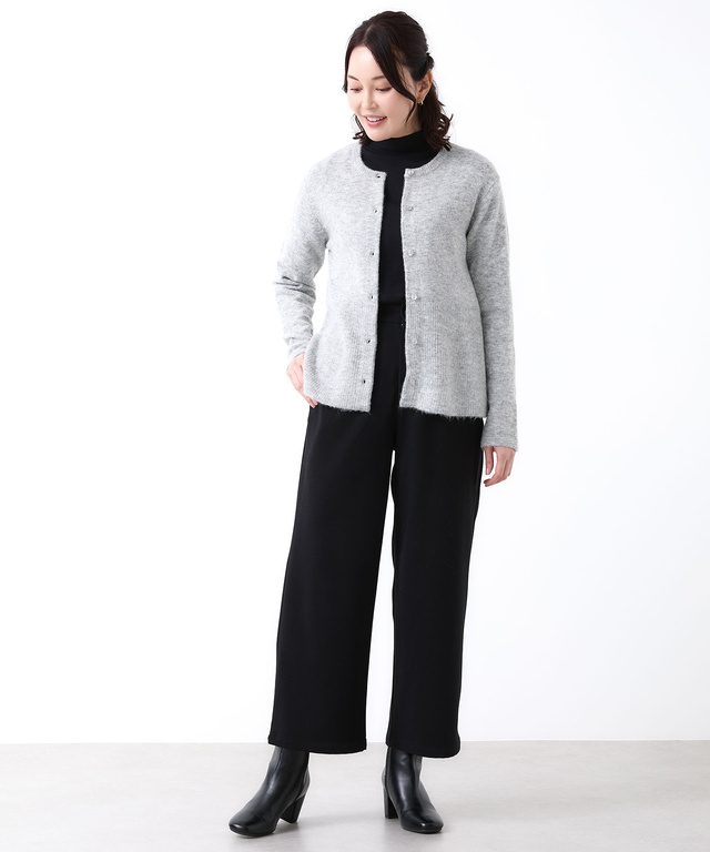 ウールブレンド フレア ニットカーディガン【手洗いOK】