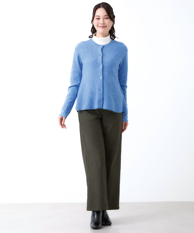 ウールブレンド フレア ニットカーディガン【手洗いOK】