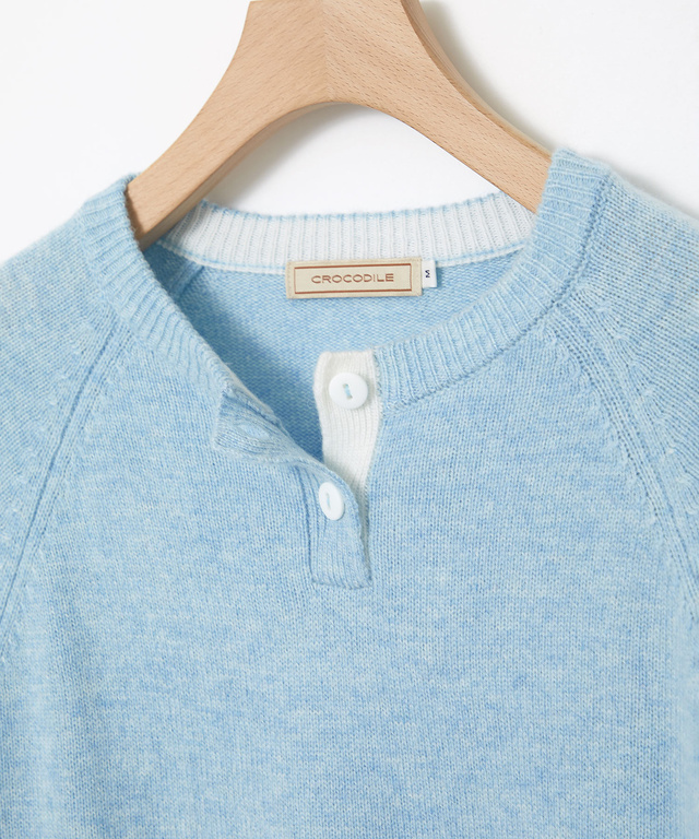 ウールブレンド ヘンリーネック ニット