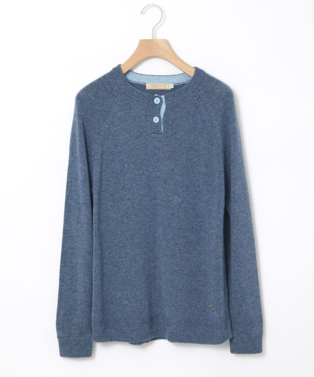 ウールブレンド ヘンリーネック ニット