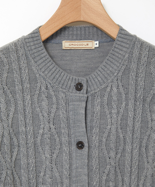 ウールブレンド ケーブル ニットカーディガン【一部店舗限定】