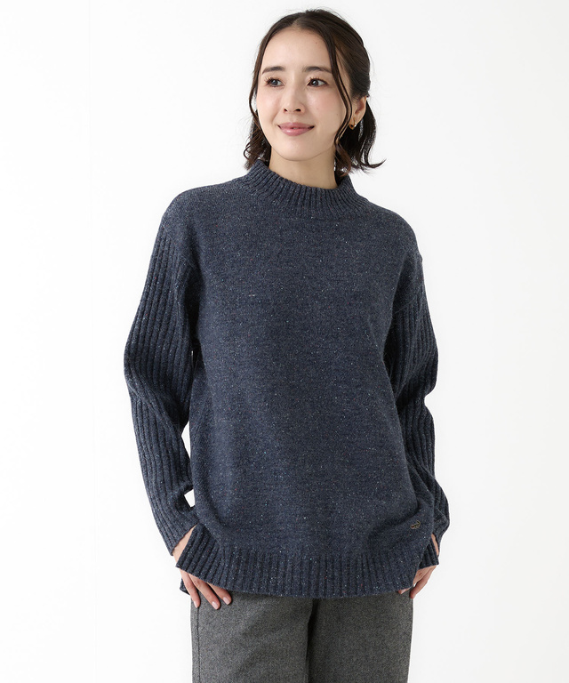 ハイネック ネップ ニットチュニック【手洗いOK】【オンラインショップ限定】