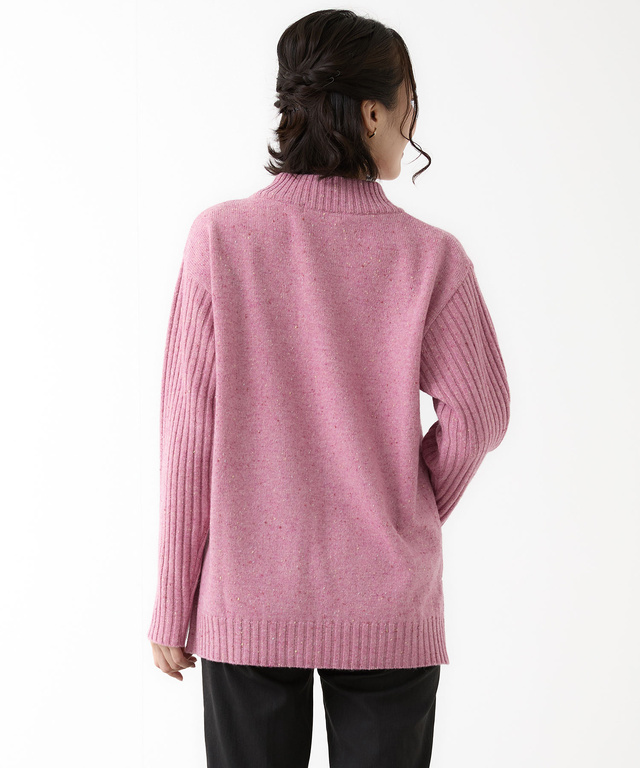 ハイネック ネップ ニットチュニック【手洗いOK】【オンラインショップ限定】