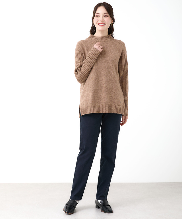 ハイネック ネップ ニットチュニック【手洗いOK】【オンラインショップ限定】