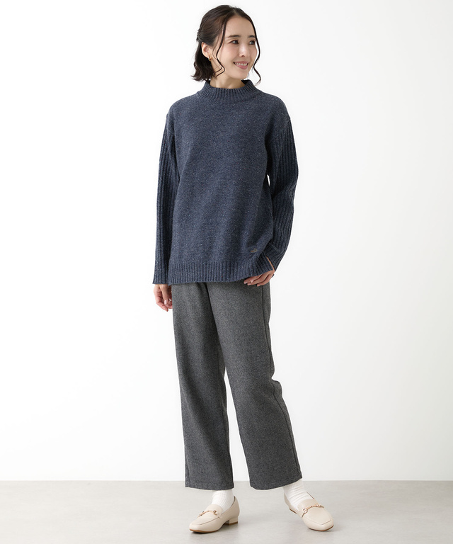 ハイネック ネップ ニットチュニック【手洗いOK】【オンラインショップ限定】