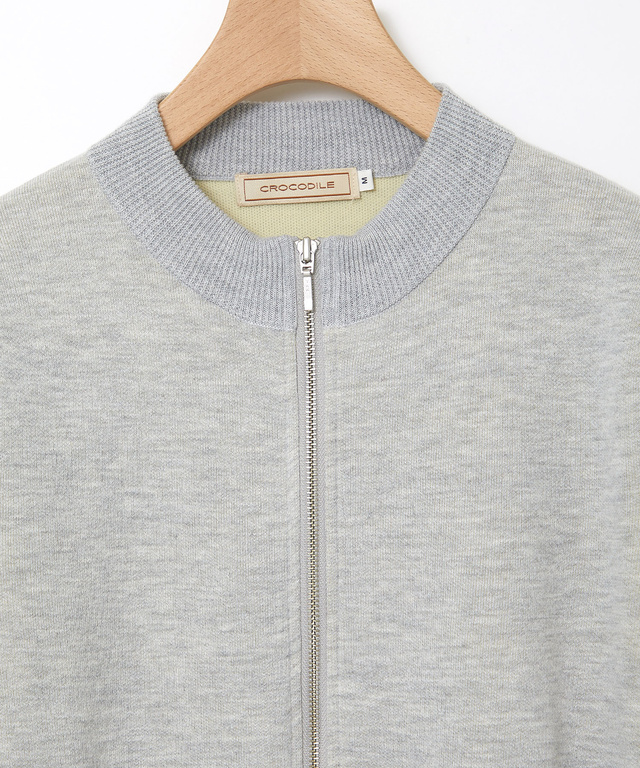 ダブルニット ジップカーディガン【手洗いOK】